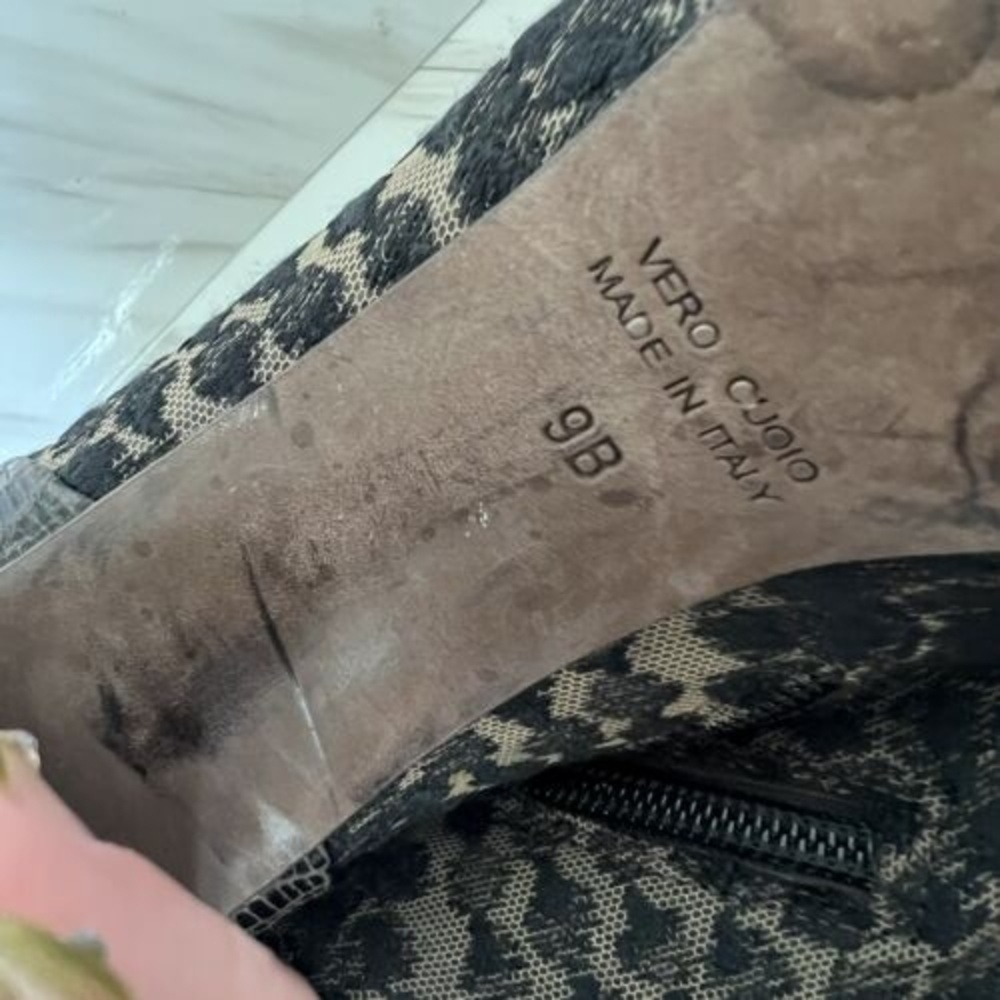 Anthropologie Tibi Italian Leather Ankle Heels Boots Brown Nude 9 Embroidered - Picture 16 of 16
